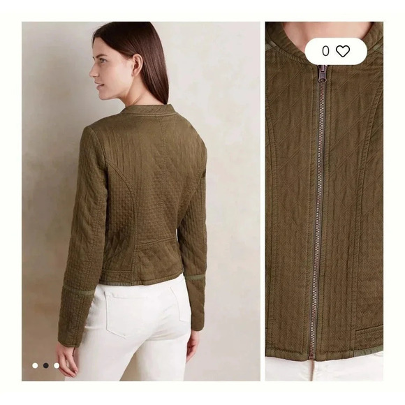 Anthropologie Hei Hei Green Quilted Riding Jacket Small - Picture 4 of 11